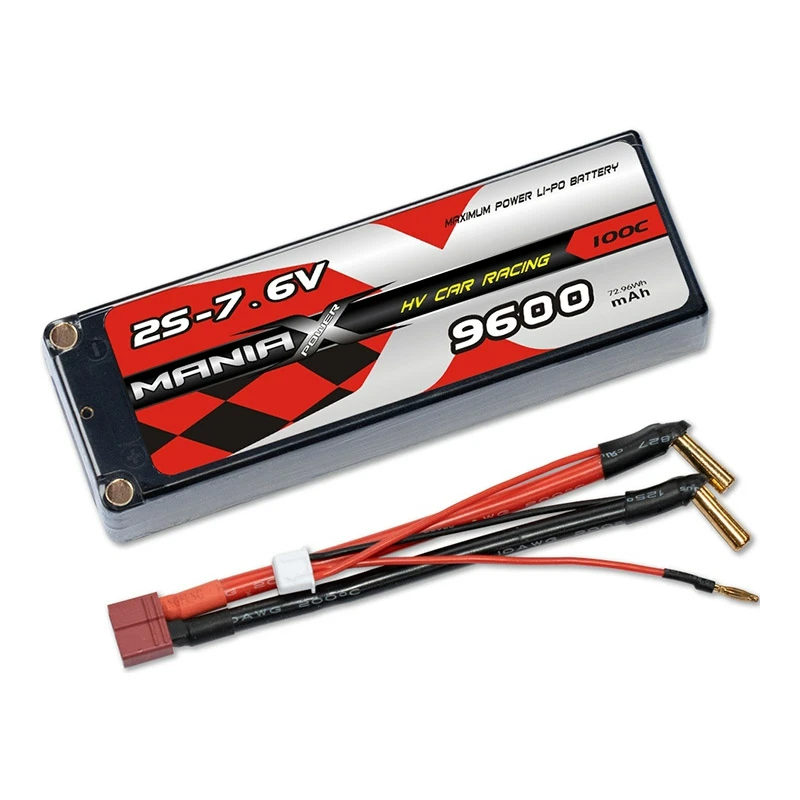 Bateria de carro de corrida HV Lipo 2S-7.6V 9600mAh 100C Hardcase